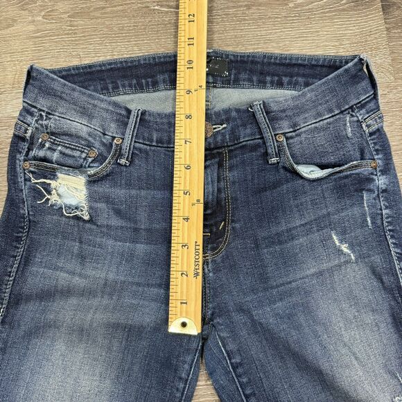 Mother The Looker Ankle Step Fray Distressed Blue Jeans Women Sz 26 Stretch Jeg - Picture 6 of 8